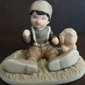 Vintage Pretty As A Picture By Enesco Porcelain Boy Clown And Lamb Figurine NIB